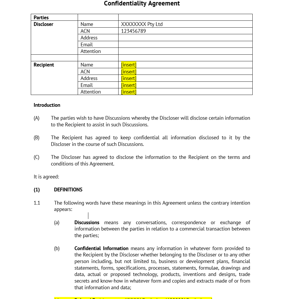 Confidentiality Agreement